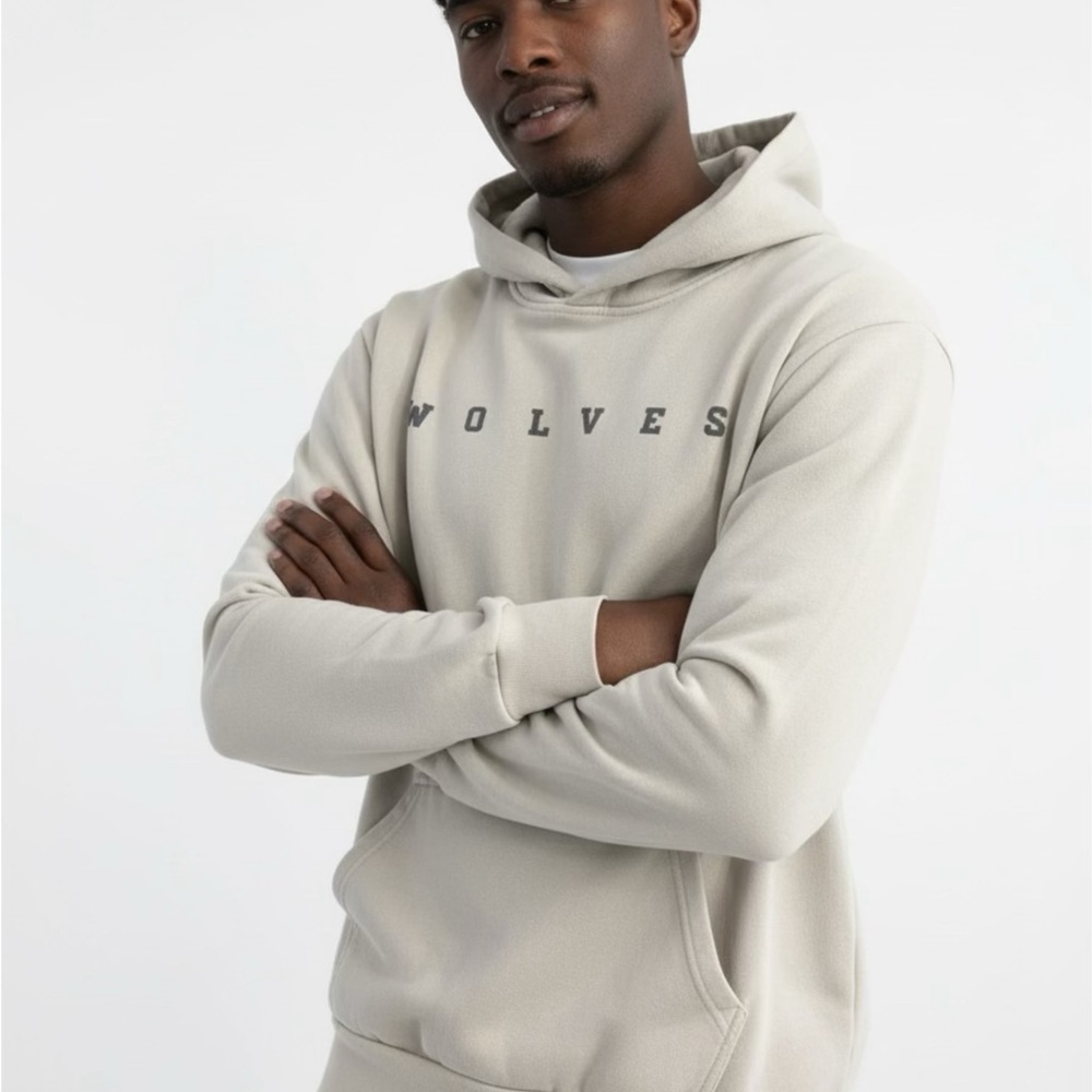 Wolves Men's Beige Hoodie